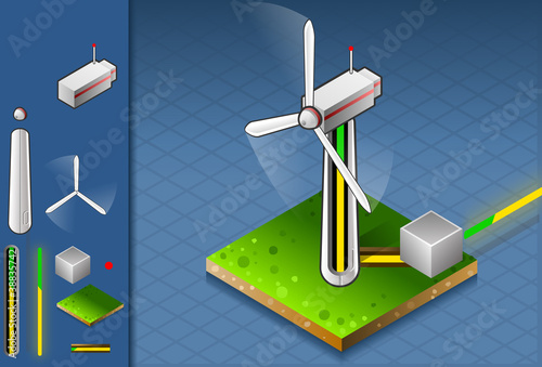 isometric production and transport of energy through wind turbin photo