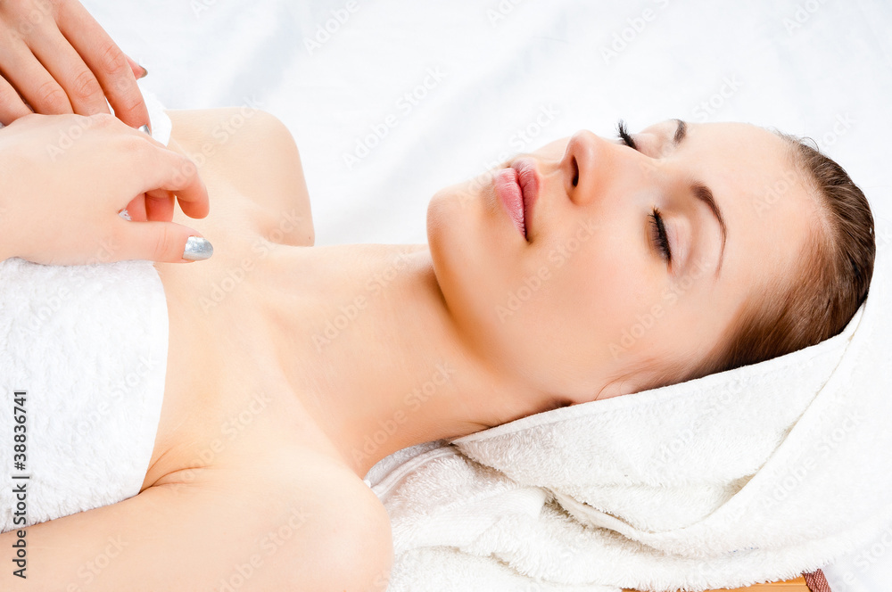 young woman lying relaxed in the spa young woman lying relaxed in the spa