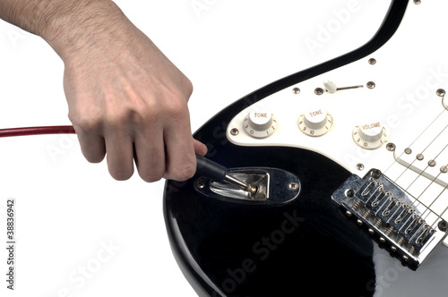 Part of  Electric Guitar Plugin jack  on isolated