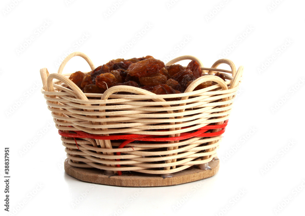 Basket with raisins