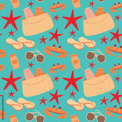 Seamless beach accessories pattern