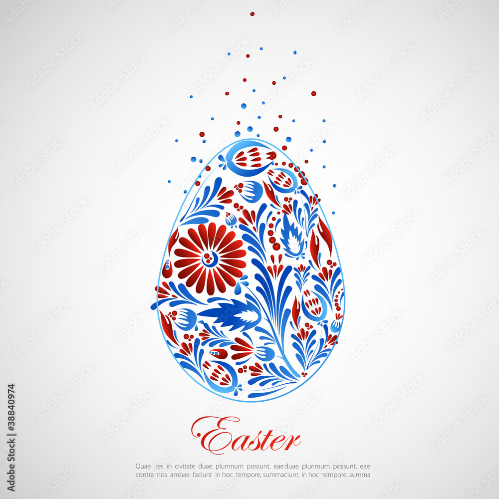 Fototapeta premium Floral easter egg. Vector