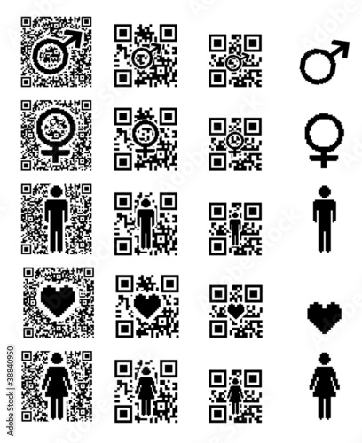 QR code icon man, woman and heart