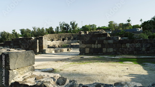 Stock Video Footage of ruined walls at Beit She'an shot in Israel at 4k with Red. photo