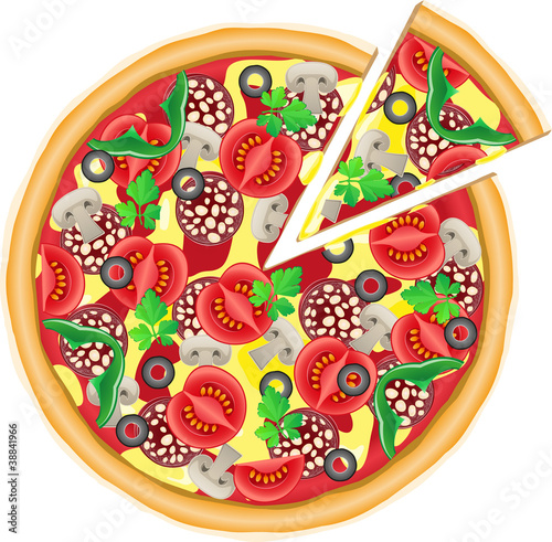 pizza and cut piece vector illustration