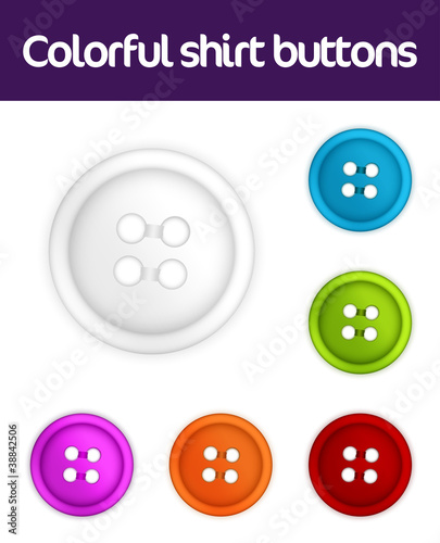 Colorful collection of realistic shirt buttons