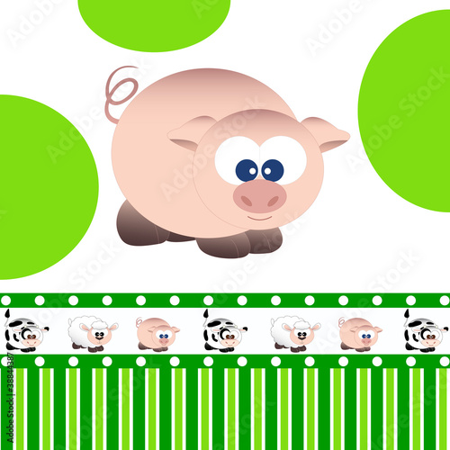 maiale - fascia con pecorella, maialino e mucca