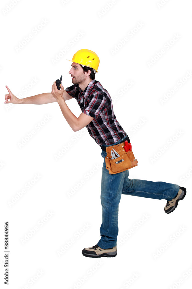 A foreman trying to prevent something bad from happening. A foreman trying to prevent something bad from happening.