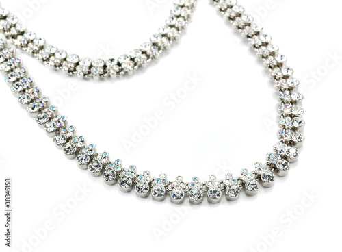 necklace with white crystals isolated on white