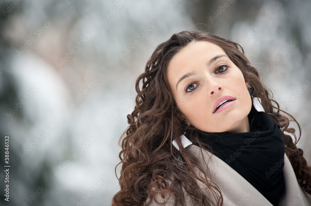 Close up portrait of beautiful girl in winter time. Close up portrait of beautiful girl in winter time.