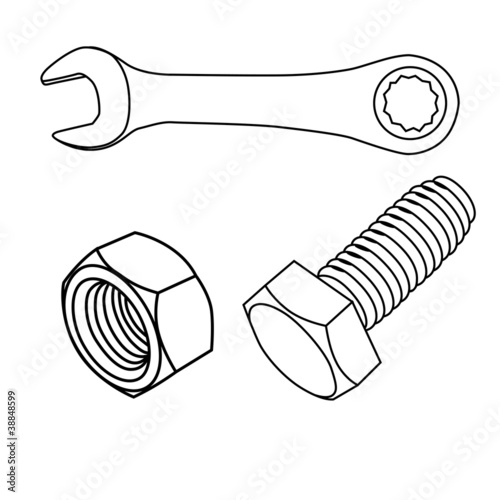 Vector of  nuts and screw