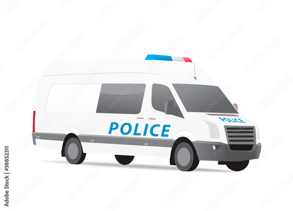 Police van isolated on white background