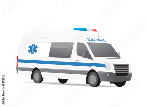 White ambulance van isolated on white
