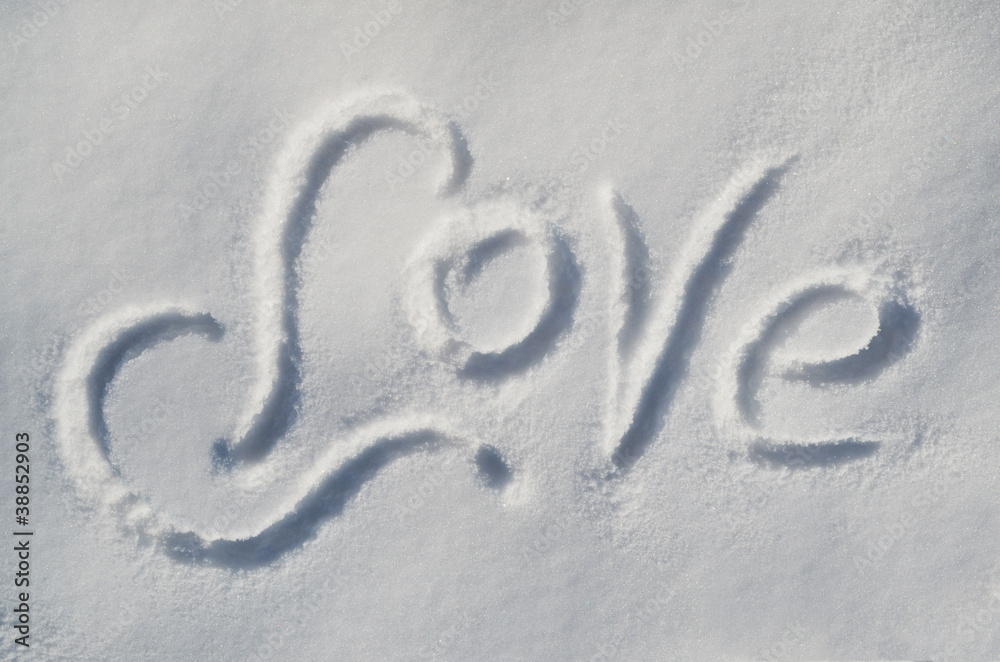inscription on the snow LOVE