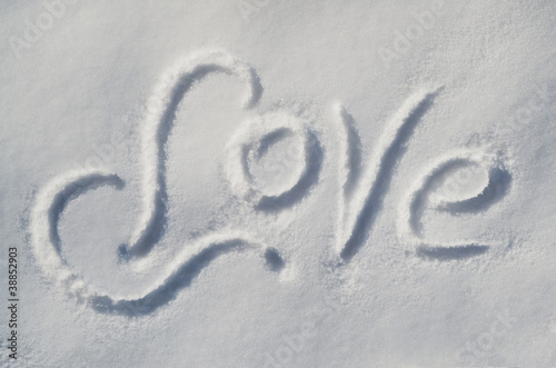 inscription on the snow LOVE