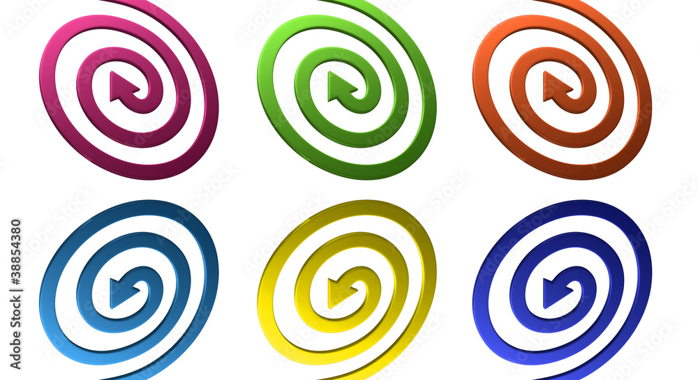 Arrows on white. Spiral shape Arrows on white. Spiral shape