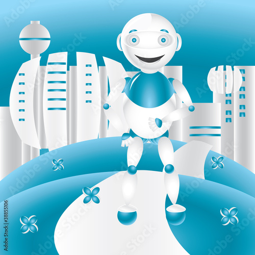 robot in a modern city
