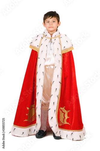 Boy dressed as a king. Isolated