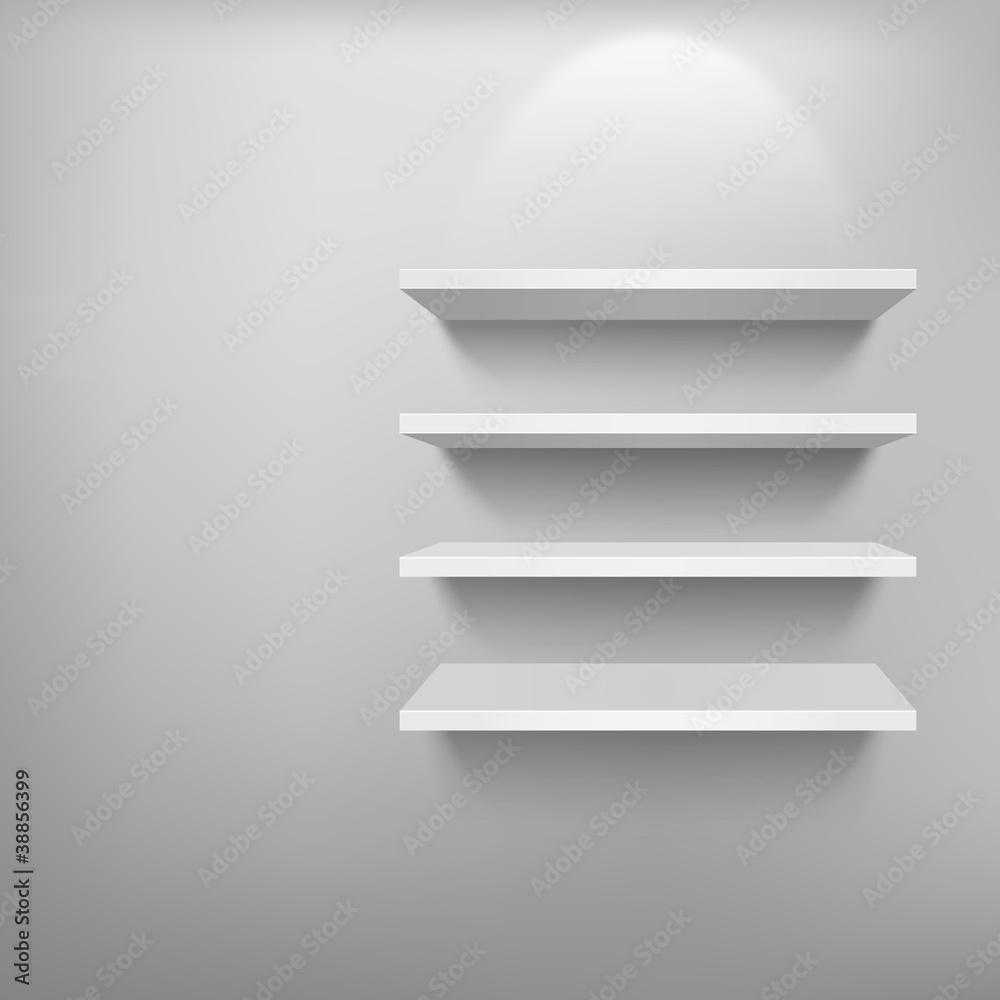 Empty white shelf for exhibit, vector illustration Empty white shelf for exhibit, vector illustration