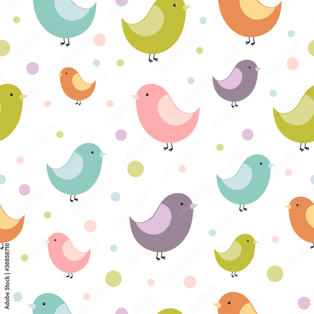 Cute colorful birds seamless texture