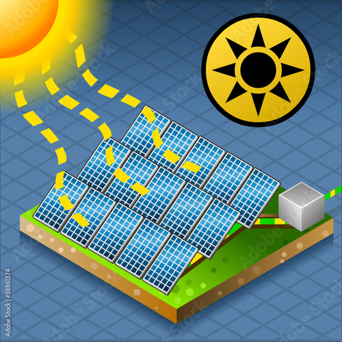 solar panel in production of energy from the sun