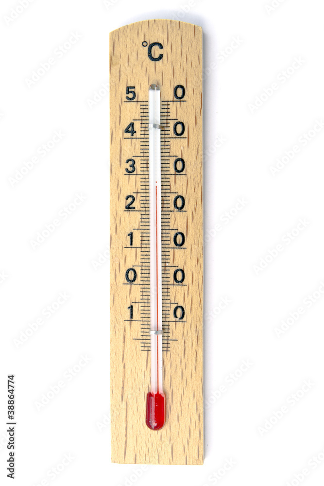 Wooden thermometer isolated on white Wooden thermometer isolated on white