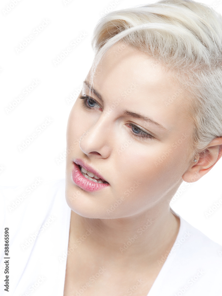 Portrait of a sceptical looking young woman Portrait of a sceptical looking young woman