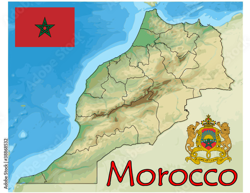 morocco africa map flag emblem
