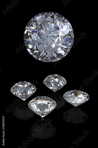 3d Round brilliant cut diamond perspective
