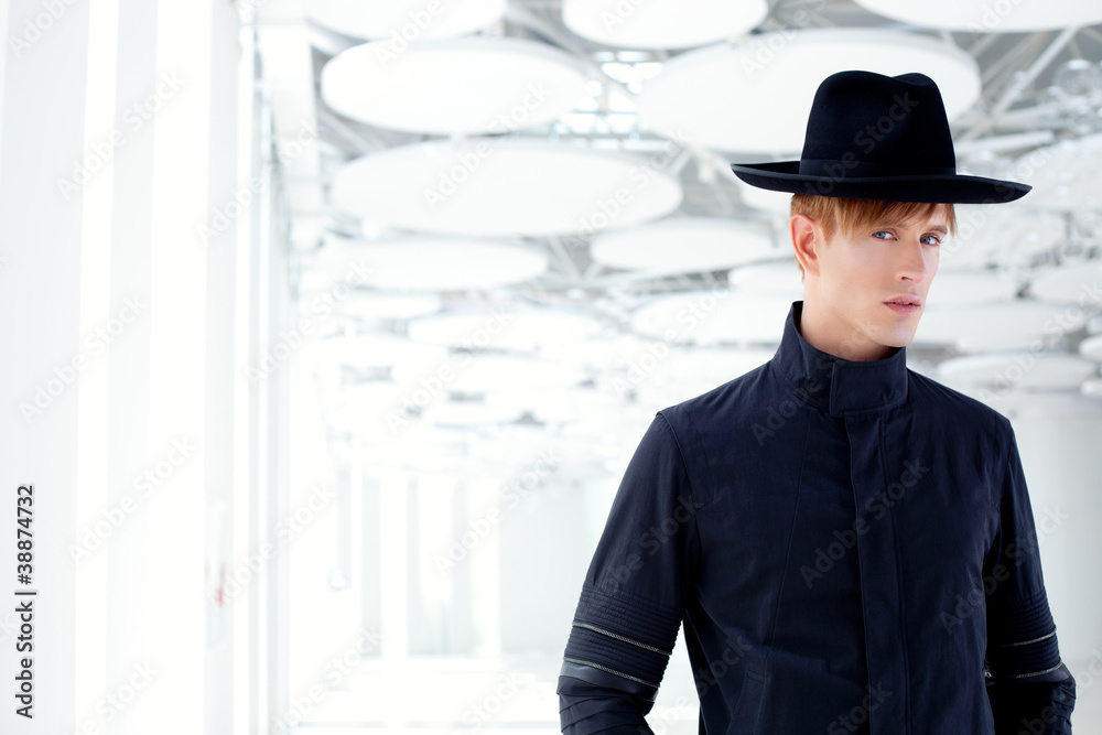 black far west modern fashion man with hat black far west modern fashion man with hat