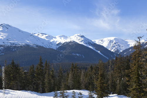 Moutains surrounding whistler olympic village