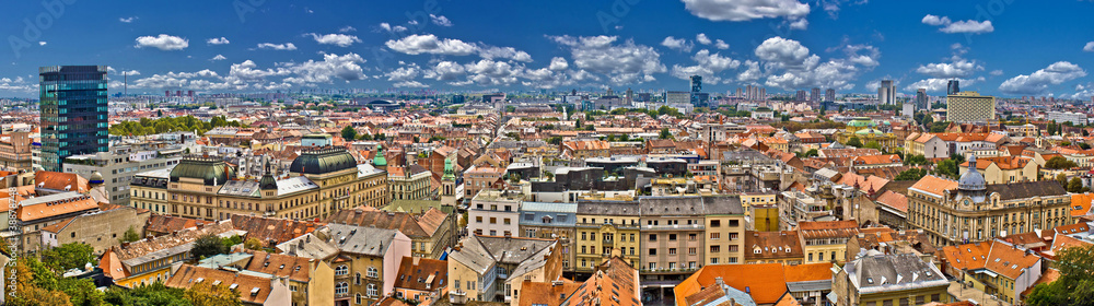 Zagreb lower town colorful panoramic view