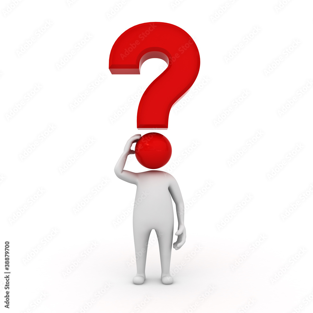 3d man character with red question mark 3d man character with red question mark