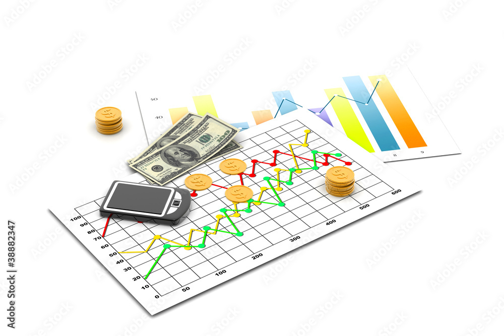Obraz premium Financial graph with money
