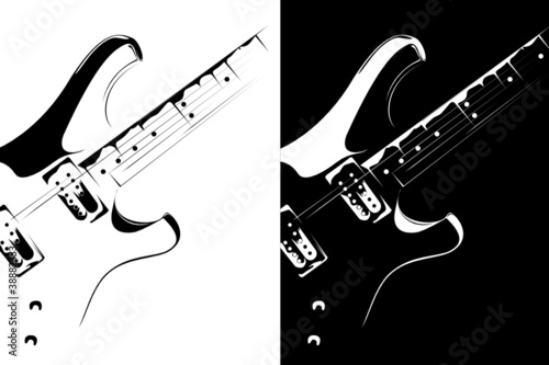 Vector series. Electric guitar black-white version