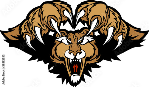 Cougar Puma Mascot Pouncing Graphic Illustration.