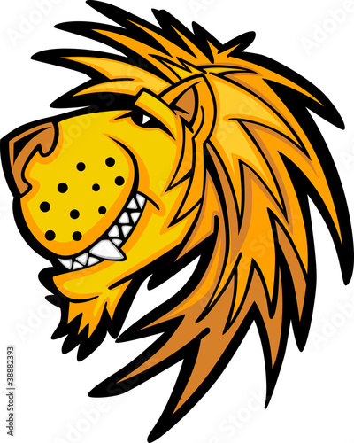 Fototapeta Naklejka Na Ścianę i Meble -  Smiling Cartoon Lion Mascot Vector Graphic