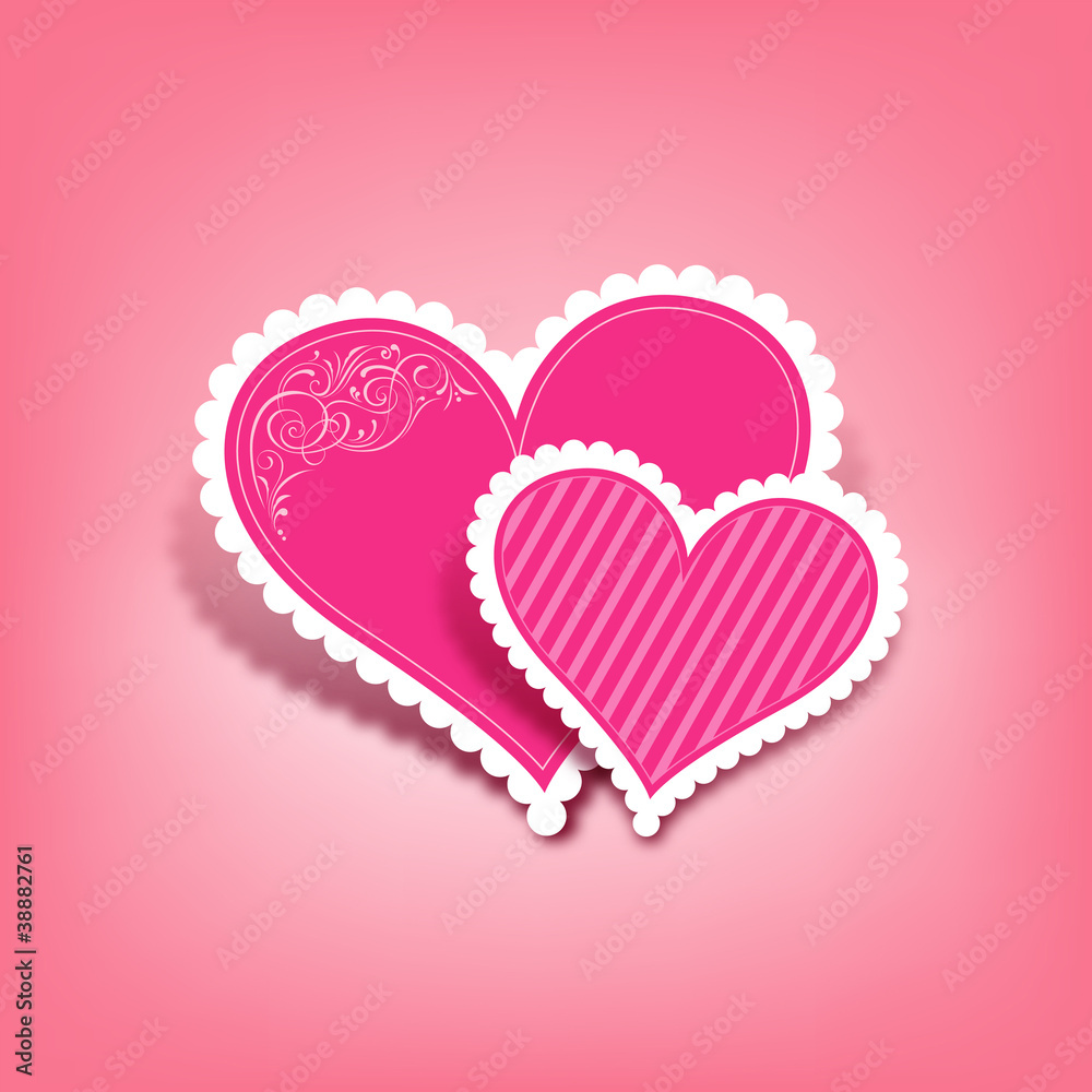 Beautiful pink heart valentine's day, vector illustration