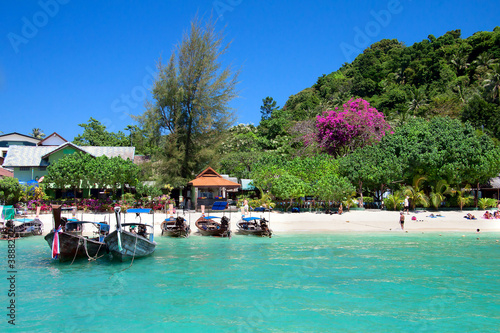 Fisherman village with longtail boats