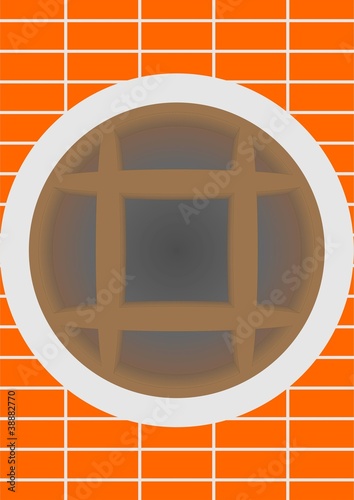 The window in the basement of the building.