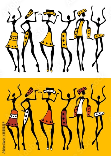 Figures of african dancers . Vector  Illustration.