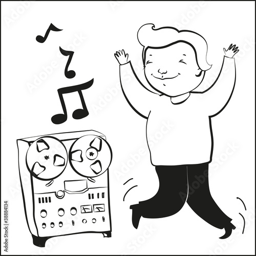 boy listen music and dansing