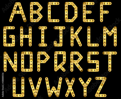 Gold strip alphabet