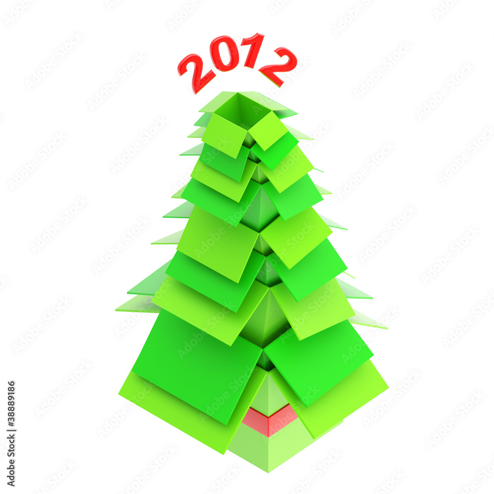 Christmas tree made of cardboard boxes Christmas tree made of cardboard boxes