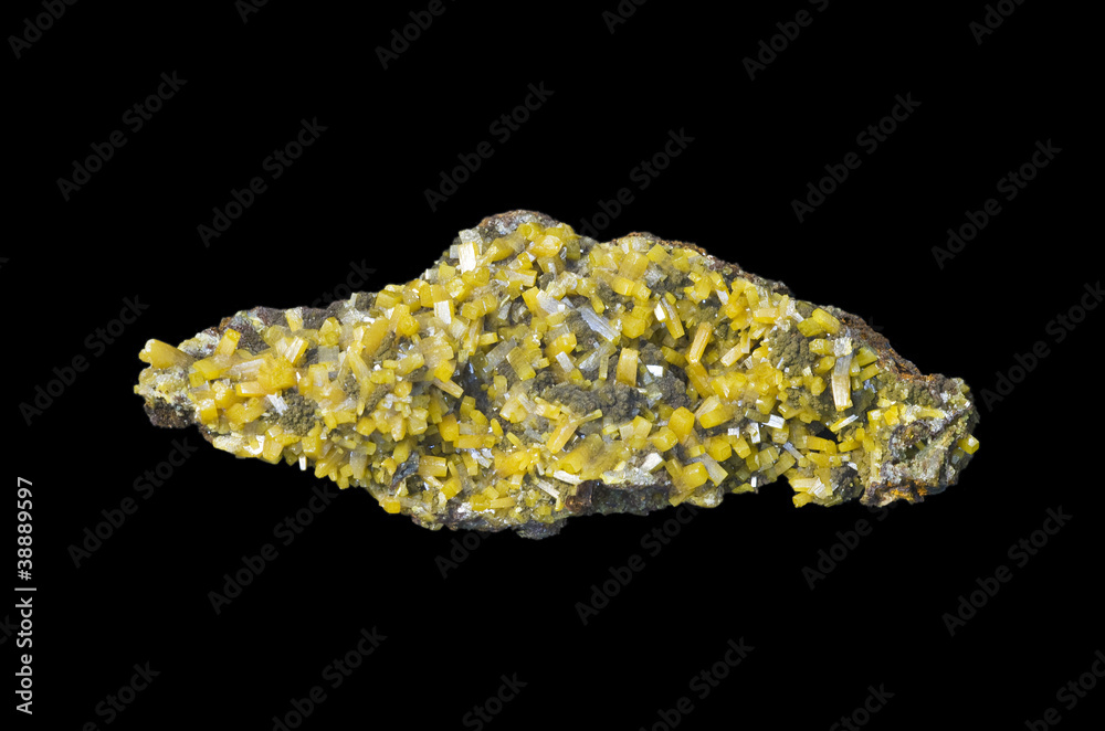 Wulfenite from Mexico, isolated on black. About 7 cm long Wulfenite from Mexico, isolated on black. About 7 cm long