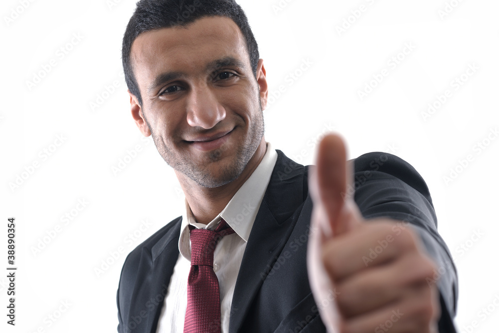 Businessmen making his thumb up saying OK Businessmen making his thumb up saying OK