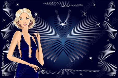 Beautiful blond girl for Invitation on party or advertising