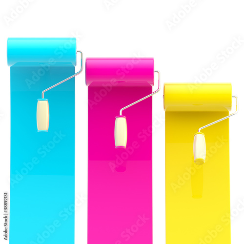 Colorful glossy paint rolle...