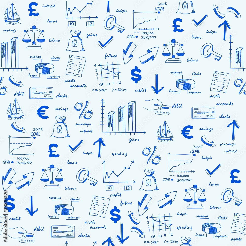 Hand Drawn Seamless Finance Icons Hand Drawn Seamless Finance Icons