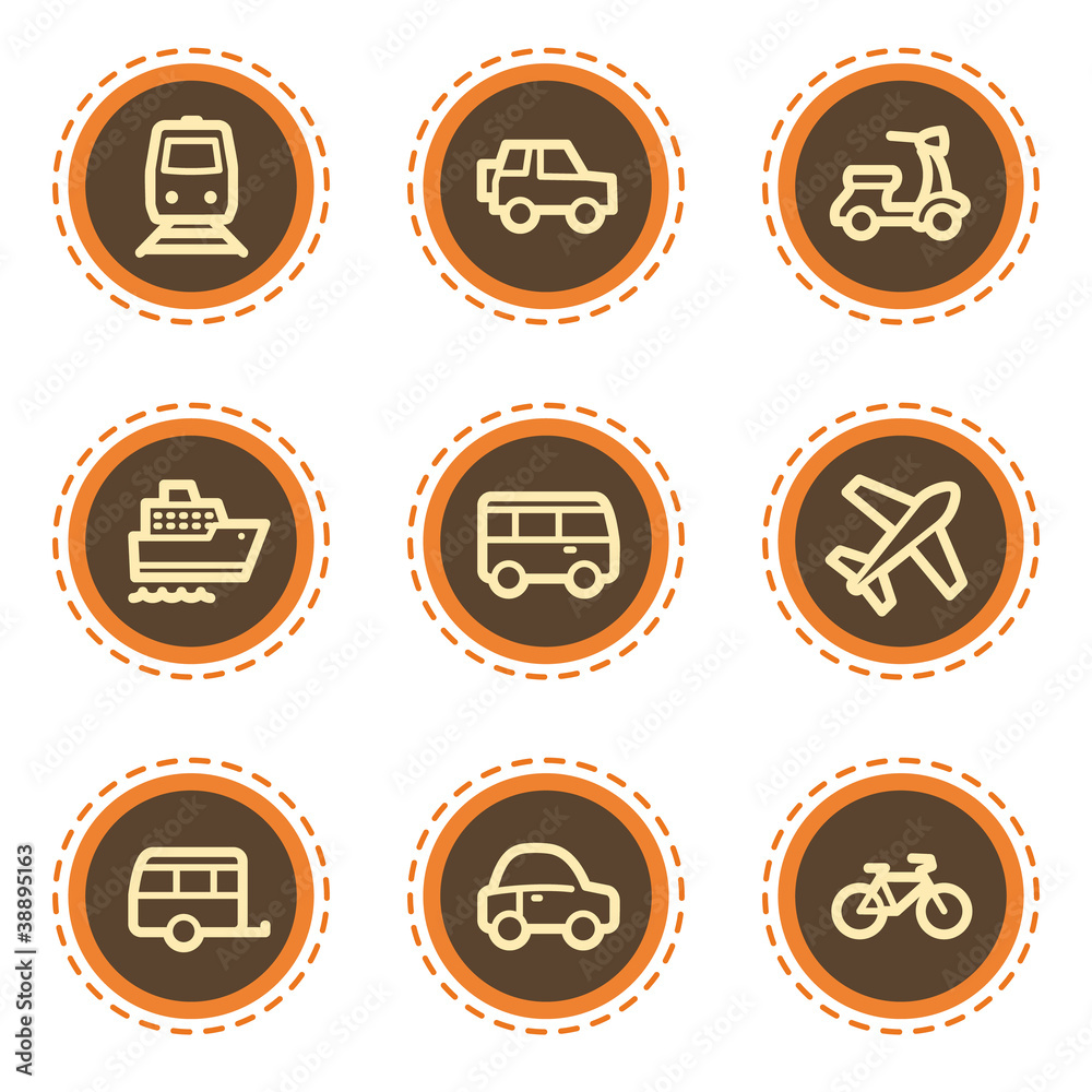 Fototapeta premium Transport web icons, vintage buttons